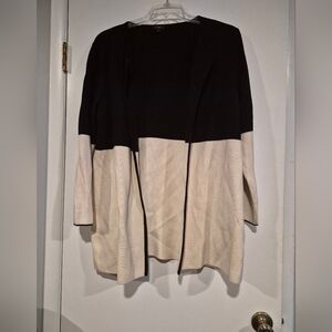 Talbots Black and Cream Colorblock Cardigan